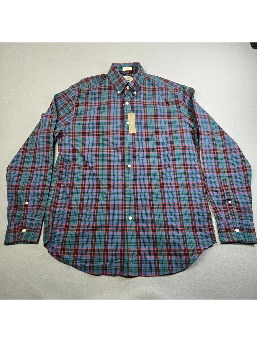 J. Crew Secret Wash Shirting 100's 2-Ply Yarns PLAID Button Down Mens Sz M NWT